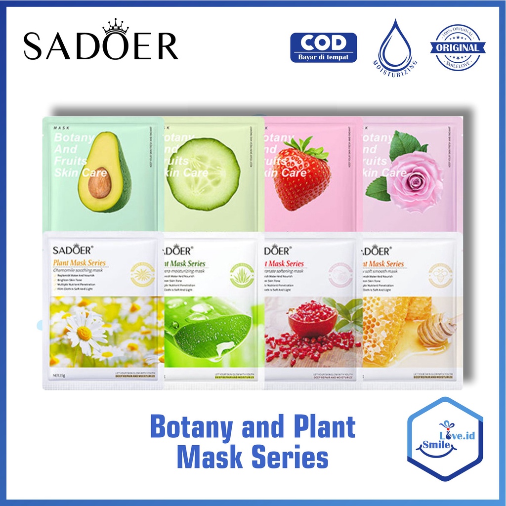 Smilelove SADOER Moisturizing Sheet Mask Botany and Fruits Mask Masker Wajah Buah SAD02