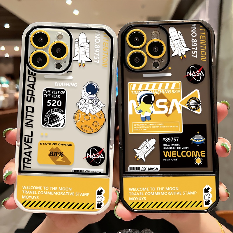 Soft Case Silikon TPU Transparan Shockproof Dengan Bracket Untuk iPhone 13 12 11 10 Pro XS Max X XR 8 7 6 6S Plus SE 2020