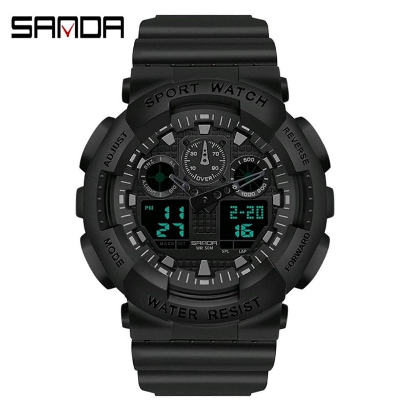 Jam Tangan SANDA Jam Tangan Pria Digital Analog Tali Rubber Chronograph Anti Air