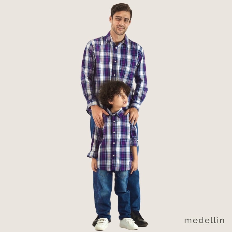 MEDELLIN Kemeja Couple Ayah Anak Lengan Panjang Motif Kotak 101211