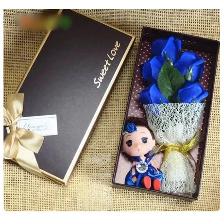 

5 Flower Soap + Doll, Kado Murah Unik & Import KADO VALENTINE / ULANG TAHUN