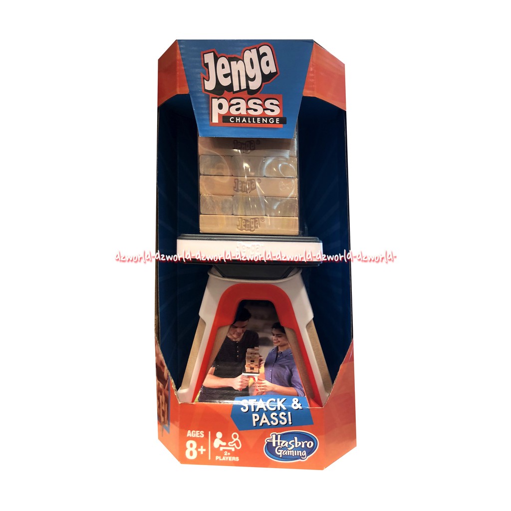 Jenga Pass Challenge Stack &amp; Passive Hasbro Gaming Mainan Block