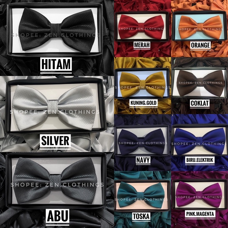 Jual Dasi Kupu Pria Bowtie Dewasa Dasi Pita Bow Tie Kupu Kupu Warna Hitam Abu Silver Gold Emas