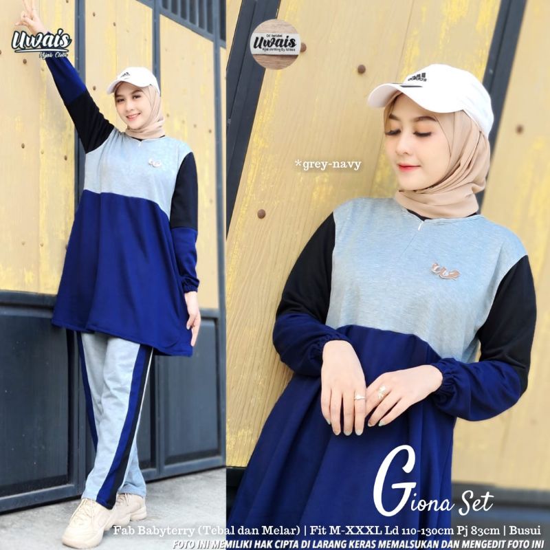 GIONA SET ORIGINAL BY UWAIS HIJAB. SETELAN PANT WANITA TERBARU SETELAN PREMIUM PRODUK BERLABEL