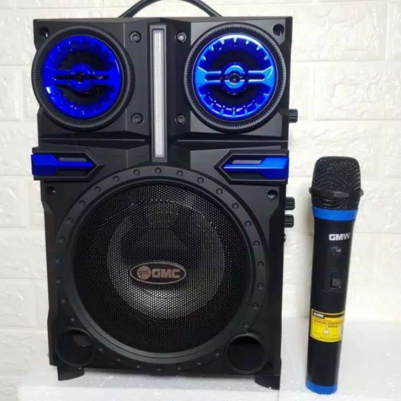 Speaker GMC 897R (8 inch) + Mic Wireless Meeting Portable Karaoke Bluetooth Radio USB Berkualitas