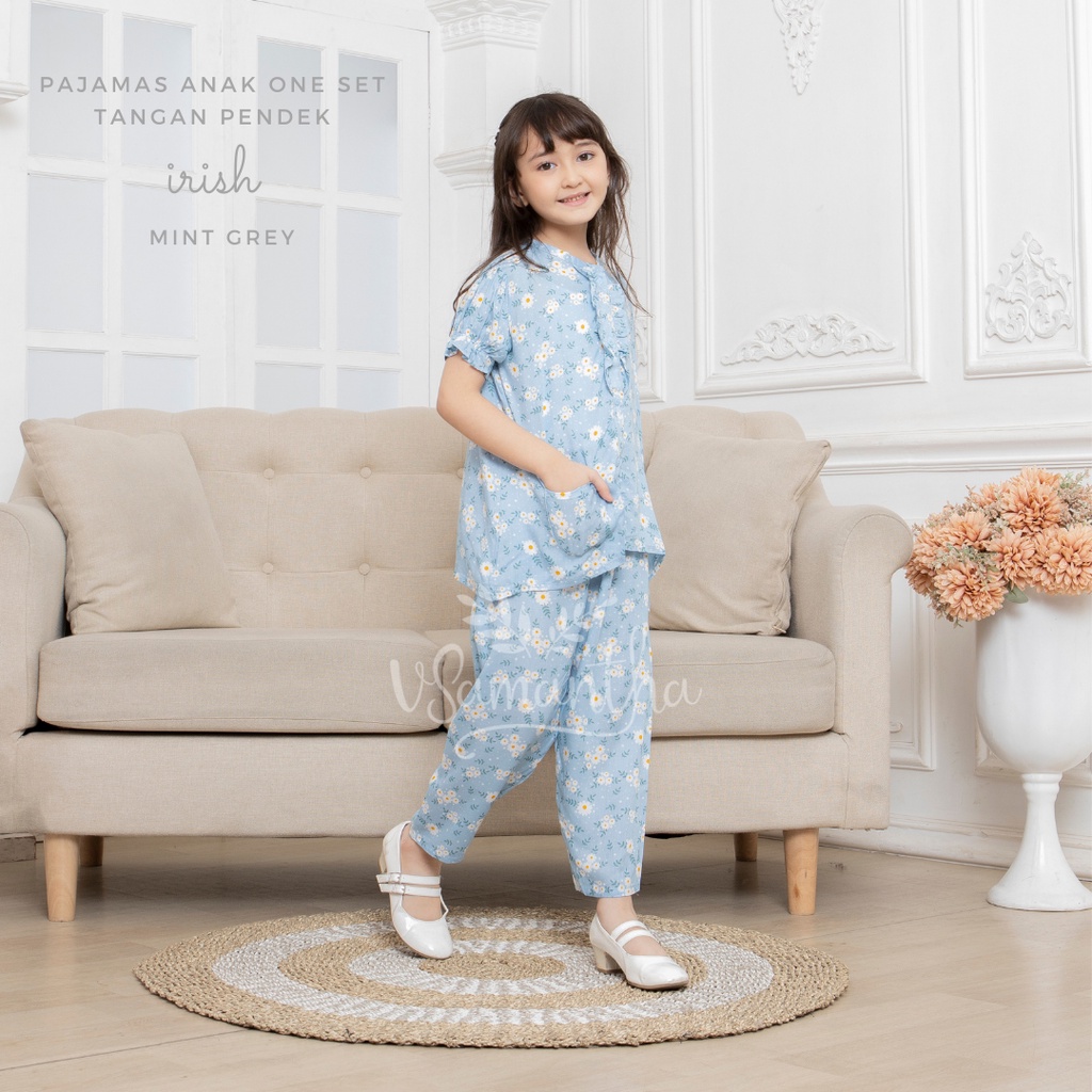 vSamantha - One Set Piyama Rayon Pendek Anak Motif