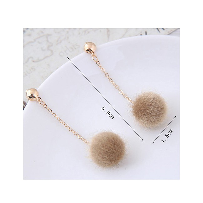 LRC Anting Tusuk Fashion Pure Color Decorated Pom A5082X