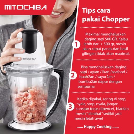 Mitochiba Chopper CH200 2 Liter | Food Magic Processor Mito CH 200 CH-200 | Pencacah Makanan Penggiling Daging Copper Coper