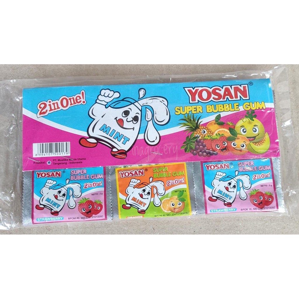 

YOSAN SUPER BUBBLE GUM 2IN1 24pcs x 2gr