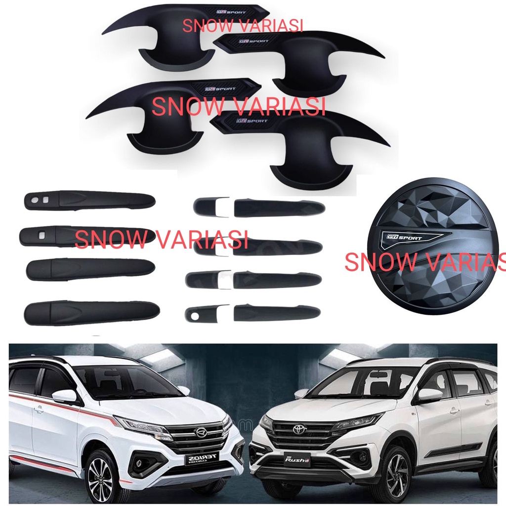 Paket Outer Handle Tank Cover All New Rush Terios GR SPORT 2018 2021 2022 2023 Hitam