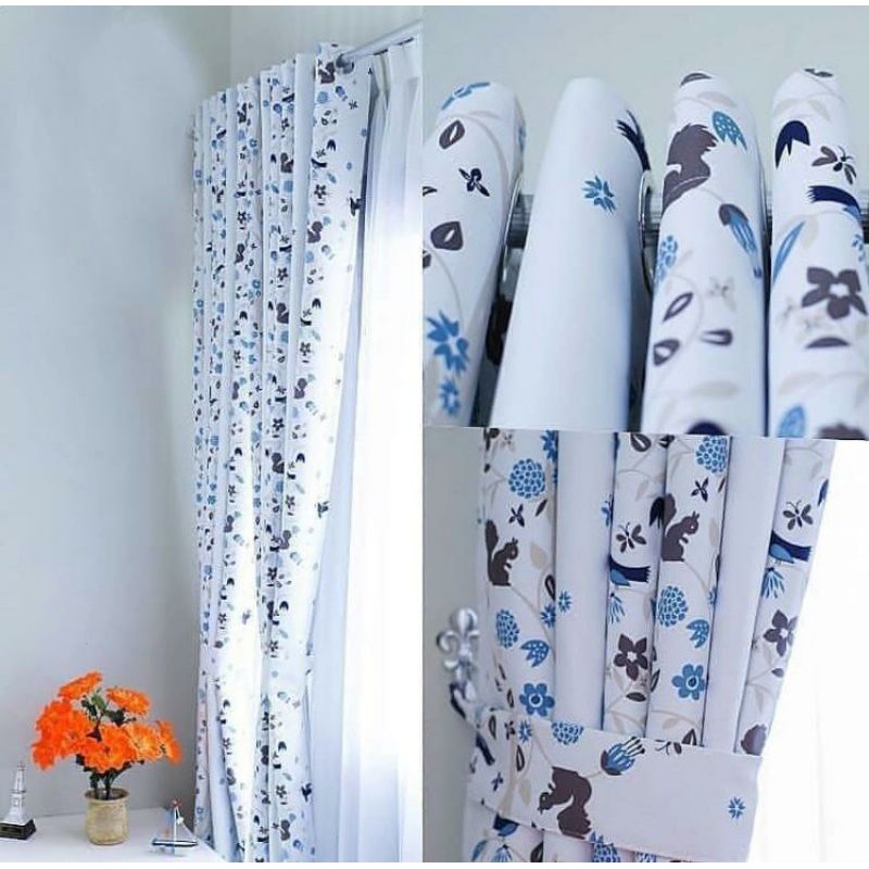 gorden jendela minimalis gorden blackout motif burung gorden SATEN satin bridal