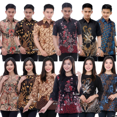 BATIK PRIA LENGAN PANJANG COUPLE BLOUSE KEMEJA BATIK PRIA DAN BLUS BATIK SIZE M L XL XXL KATUN HALUS MOTIF ALAM