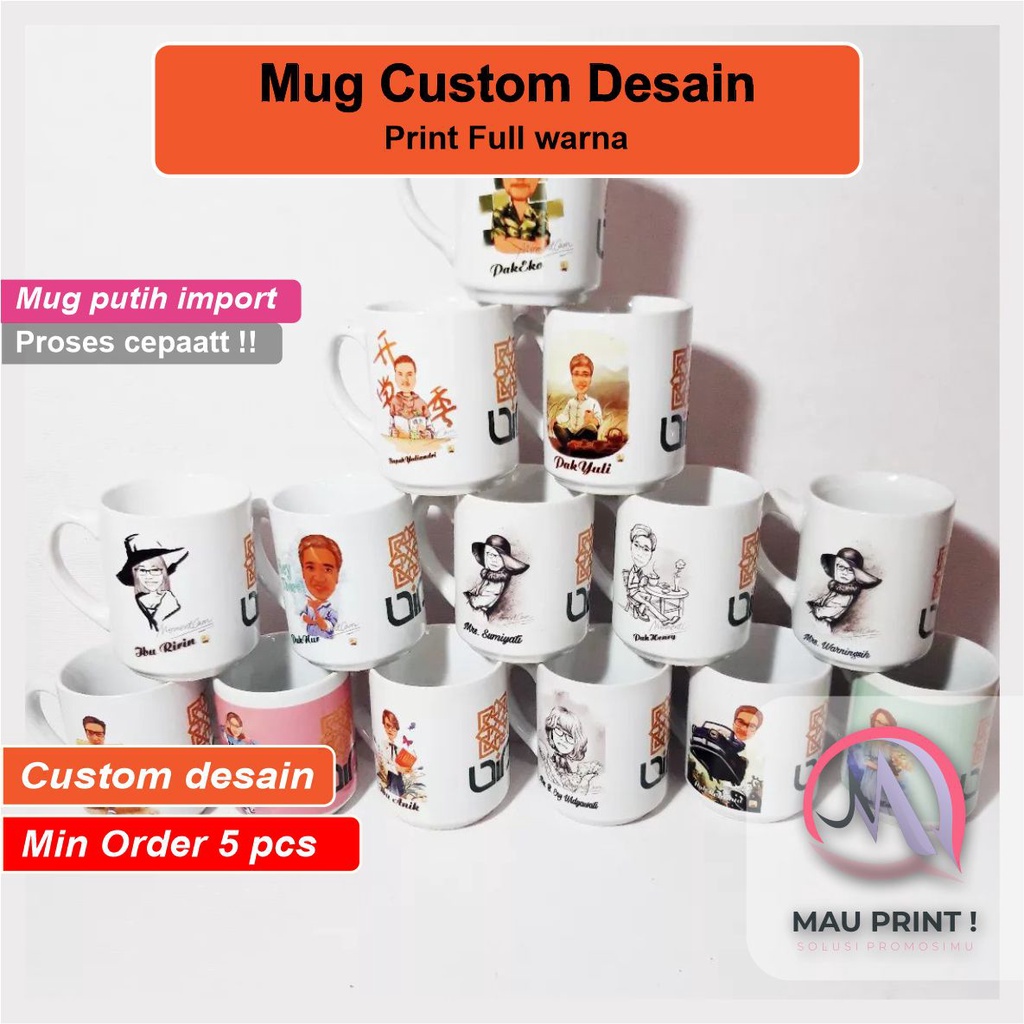 Mug gelas cangkir custom desain hadiah kado pernikahan ultah unik foto bebas anime kpop murah