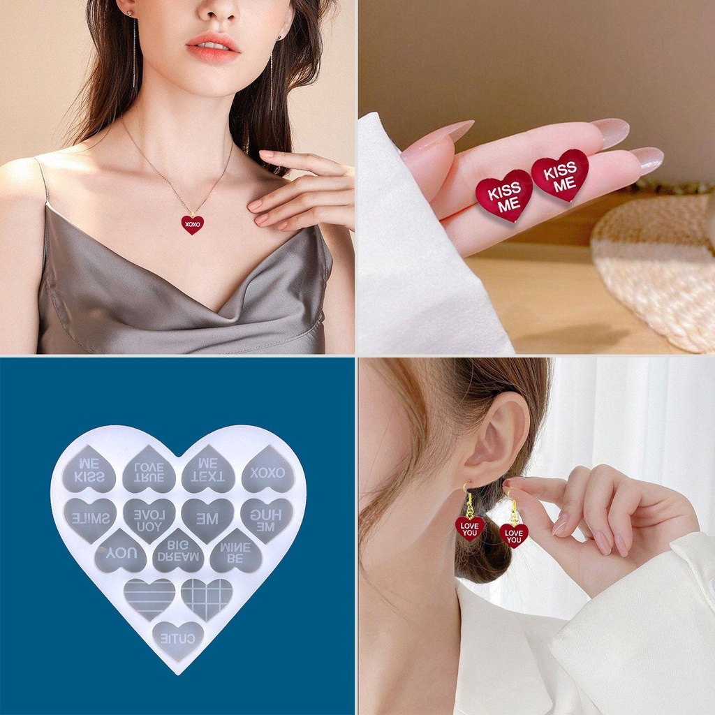 Nanas Hari Valentine Cetakan Permen Coklat Alat Membuat Perhiasan Clay Mold Bentuk Hati