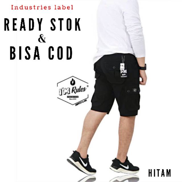 I M RULES ORIGINAL Cargo Pendek Pria Warna Black Hitam I M RULES ORIGINAL Cargo Pendek Pria Warna Black Hitam