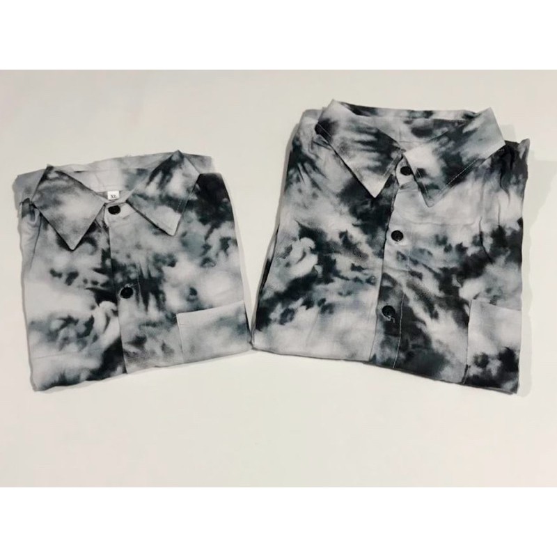 tie dye hitam stelan rayon premium bisa couple keluarga ibu ayah dan anak