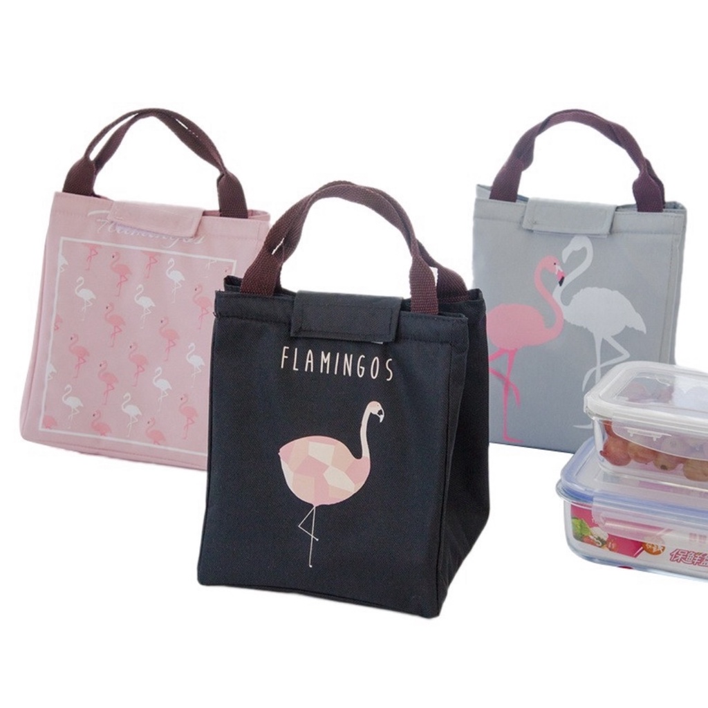 Lunch Bag motif Flamingo / Tas Bekal Cooler Bag / Tas makan siang Portabel