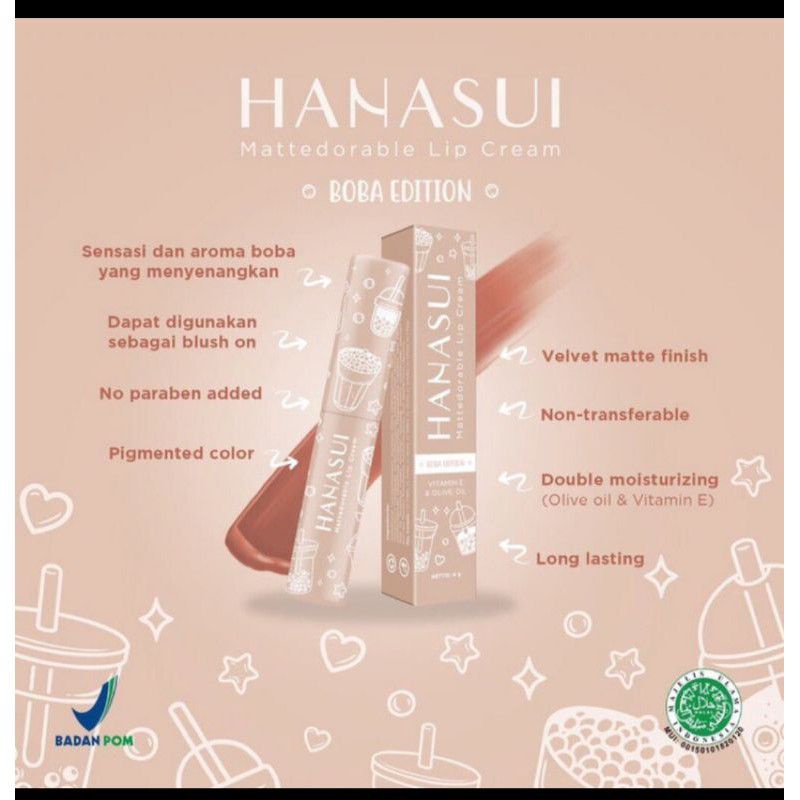 HANASUI MATTEDORABLE LIPCREAM BOBA EDITION