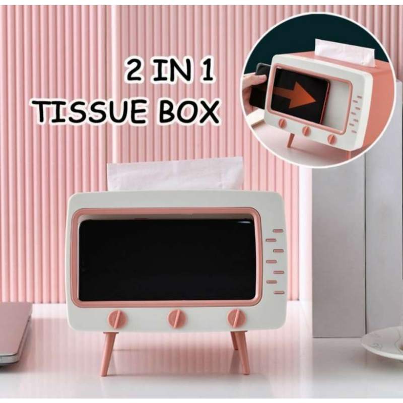 Kotak Tempat Tissue Hp Model TV - Desktop TV Tissue Smartphone