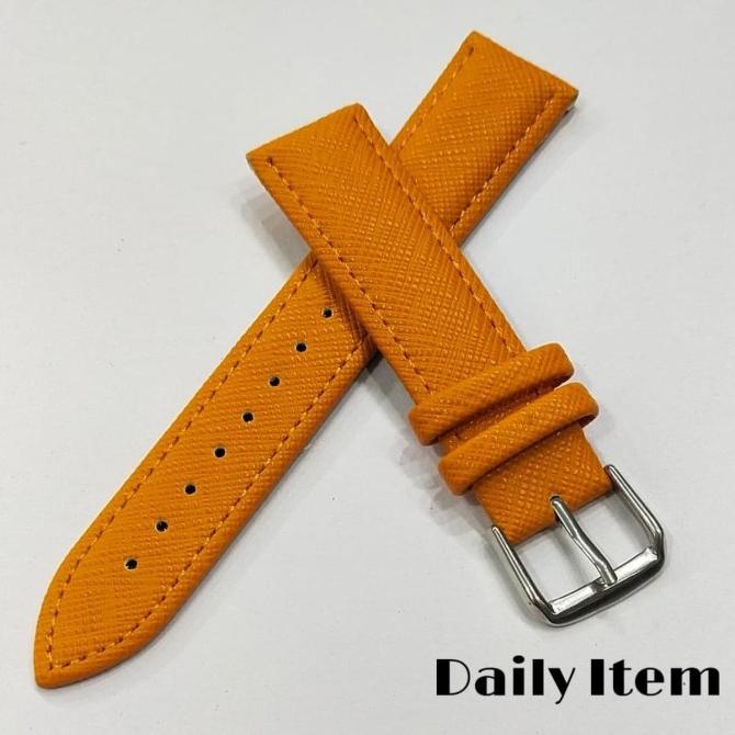Tali Jam Tangan Kulit Strap Jam Tangan Cortina Italy Caviar Orange Terbaru