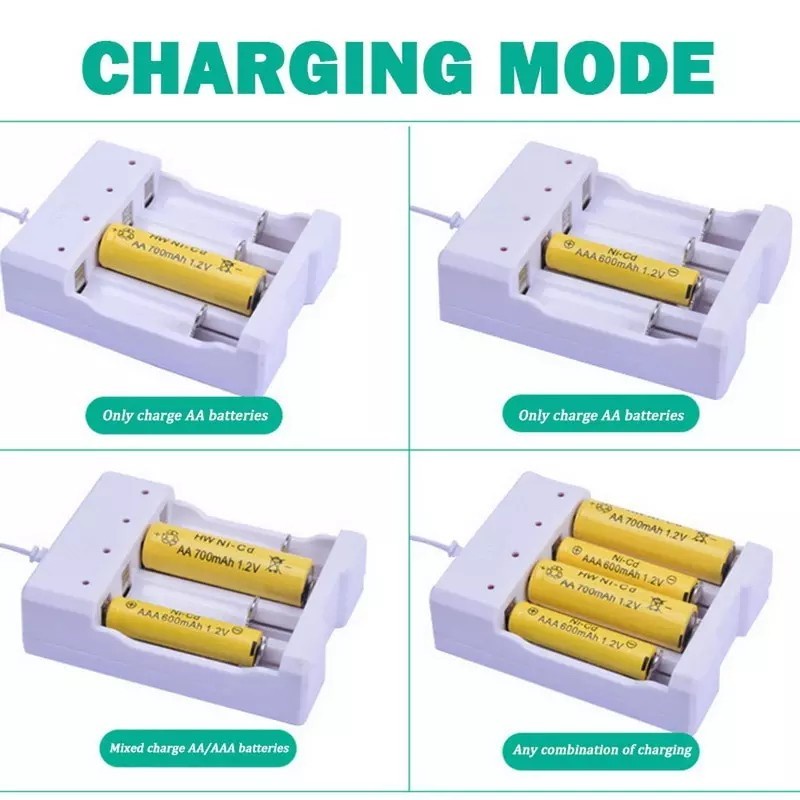 Battery Charger Alat Cas Baterai USB 4 Slot AA A3 A23 MS-04B Mitsuyama