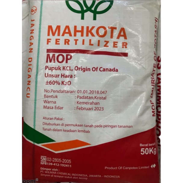 Pupuk MOP / KCL repack MAHKOTA FERTILIZER