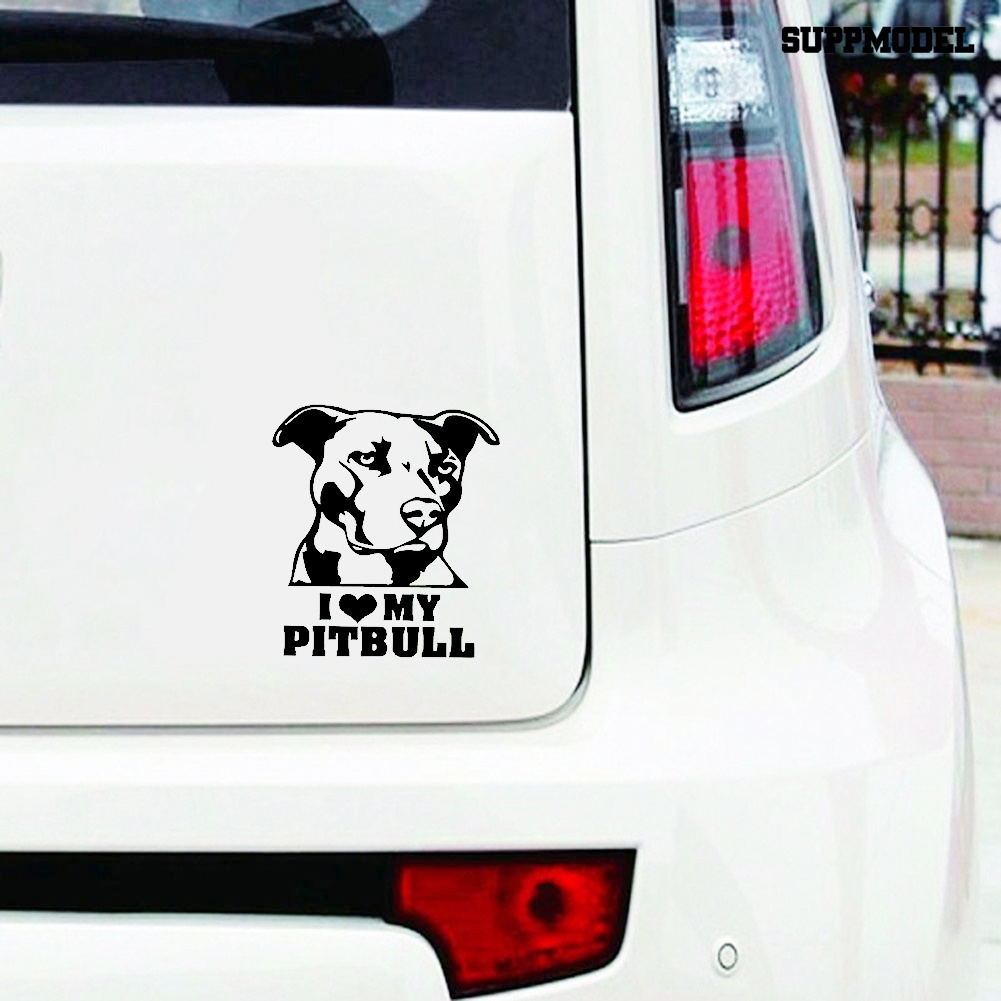 Car - 5Pcs Stiker I Love My Pitbull Untuk Bumper / Jendela Mobil