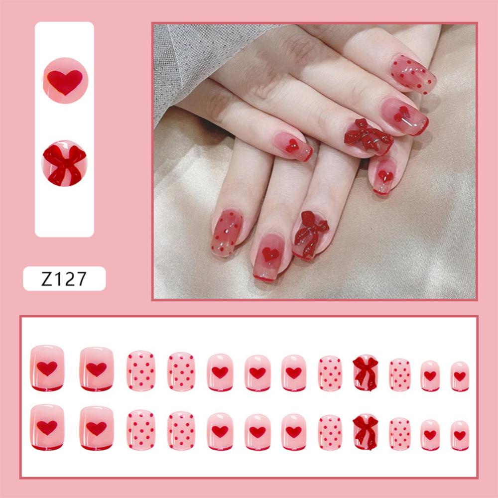 Timekey 24pcs / set Stiker Kuku Palsu Bisa Dilepas Untuk Aksesoris Nail Art / Manicure it A9K5