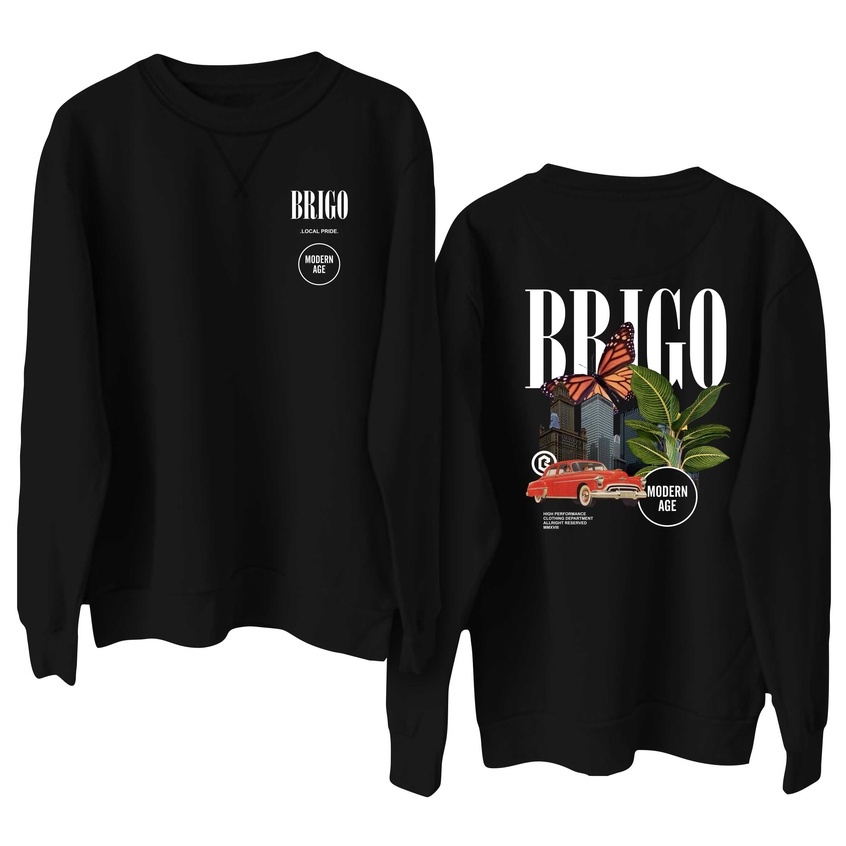 BRIGO Basic Sweatshirt  Modern age II Sweater Crewneck BRIGO Modern age  Sablon DTF Fleece Cotton M-XXL (Pria &amp; Wanita) Free stiker&amp;Gantungan Kunci