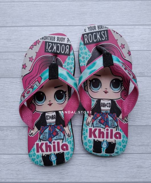 SANDAL CUSTOM NAMA KARAKTER LOL ANAK/DEWASA FREE CUSTOM SUKA SUKA