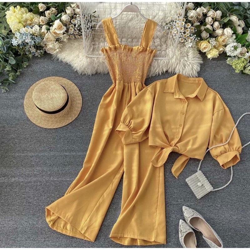 ONE SET LETASIA JUMPSUIT WANITA SET MOSCREPE PREMIUM / BAJU SETELAN WANITA TERBARU