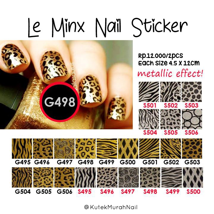 ISI 2 PACK LE MINX METALLIC NAIL STICKER RANDOM LEOPARD CHEETAH SET