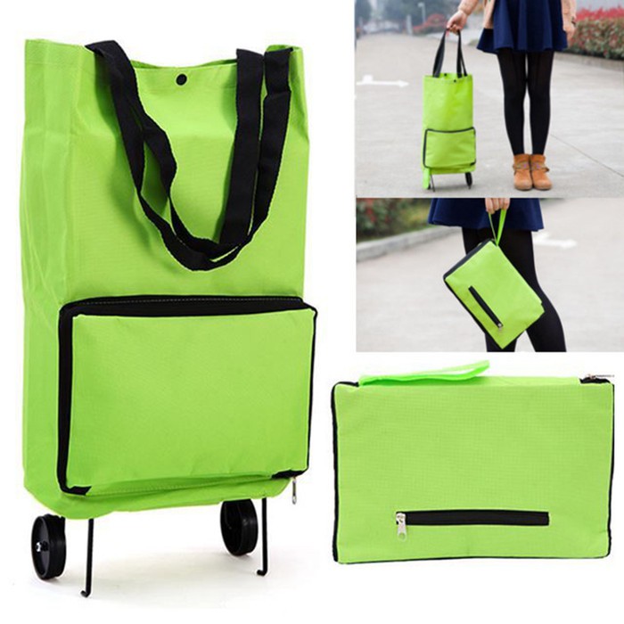 Troli Bag Lipat Tas Shopping Tas Keranjang Roda Bag In Pouch