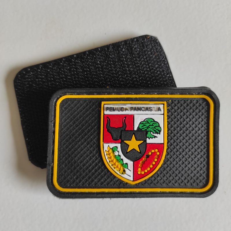 PATCH RUBBER LOGO PP ( PEMUDA PANCASILA) PRISAI KOTAK/TEMPELAN EMBLEM KARET VELCRO