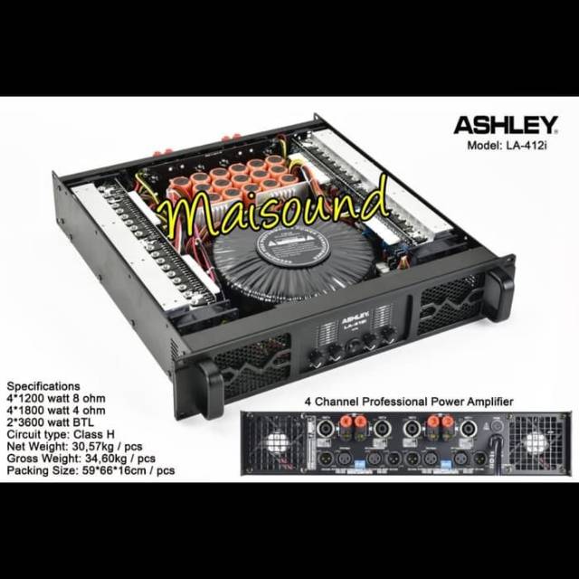 POWER ASHLEY LA 412I AMPLIFIER 4 CHANNEL ASHLEY ORIGINAL LA412I LA 412