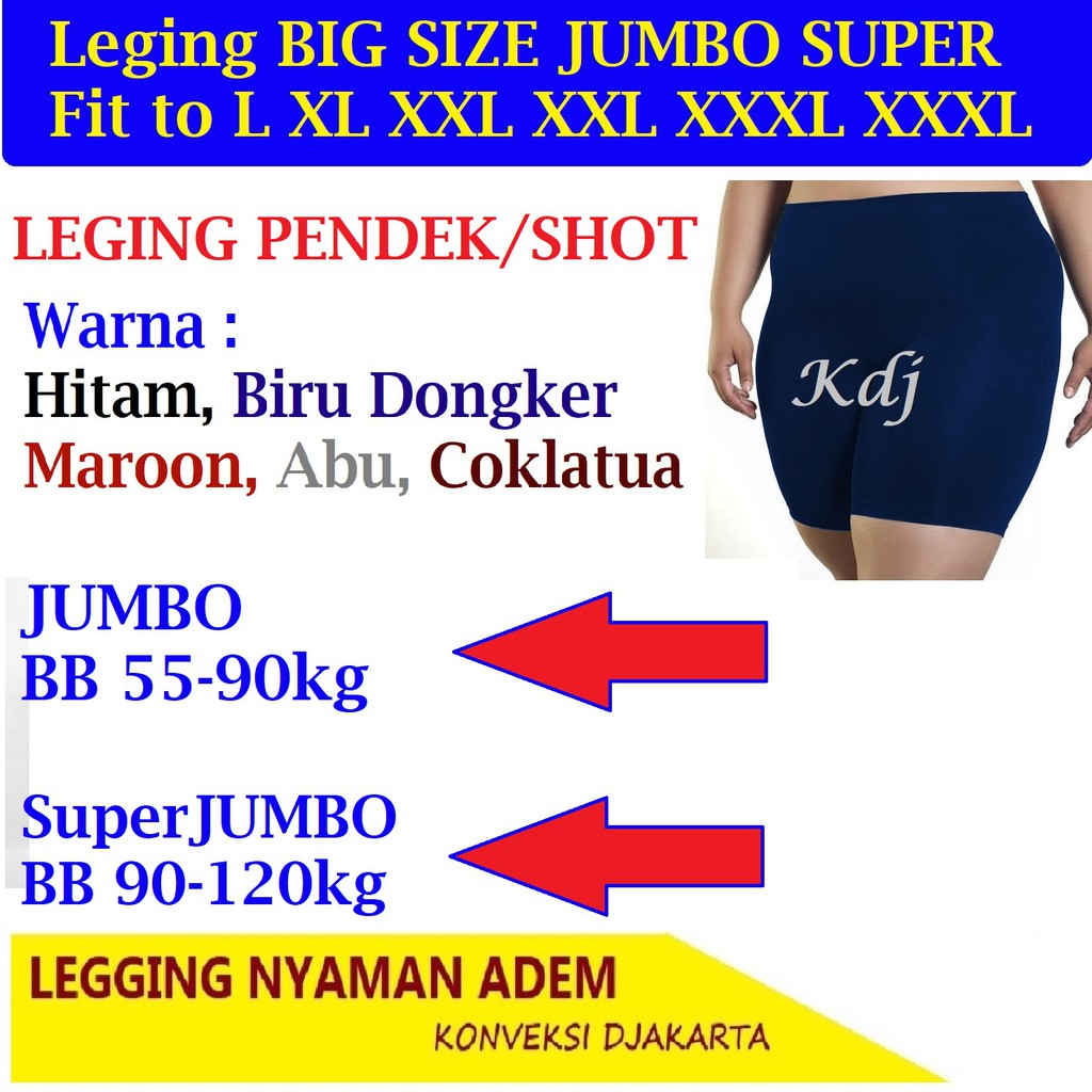 Celana Legging JUMBO Super BIG SIZE L-XXXXL Leging Wanita Ukuran Besar 2L 3L 4L XXXL