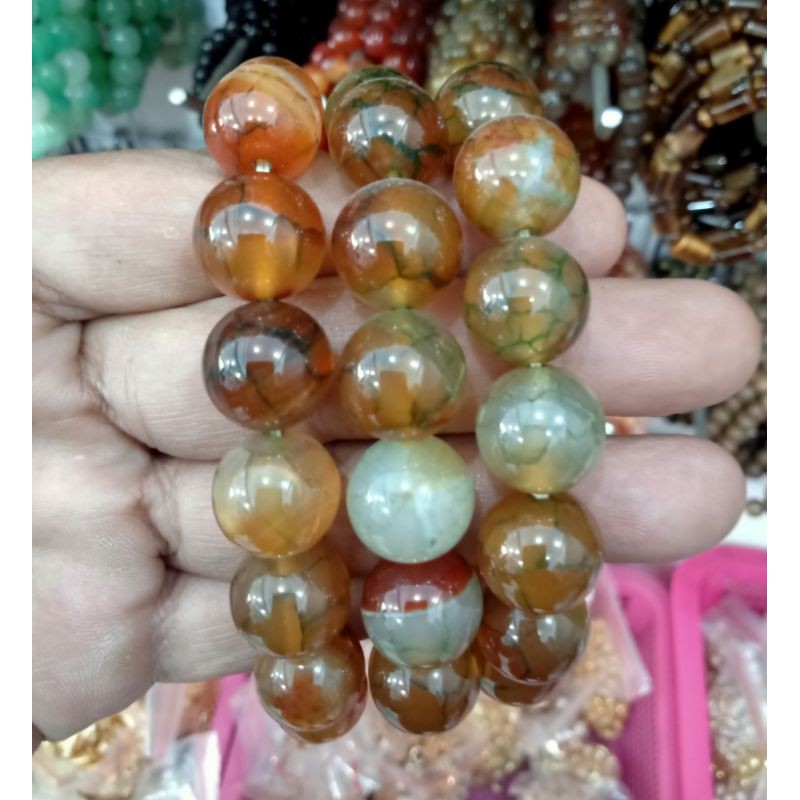 RCC23. Gelang batu giok natural ukuran 14 mm