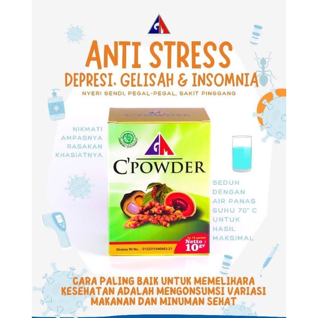 

C'Powder/C Powder GM/ HERBAL GM/herbal pegal pegal, linu, asam urat, rematik, darah tinggi, gula darah, herbal sakit pinggang, persendian