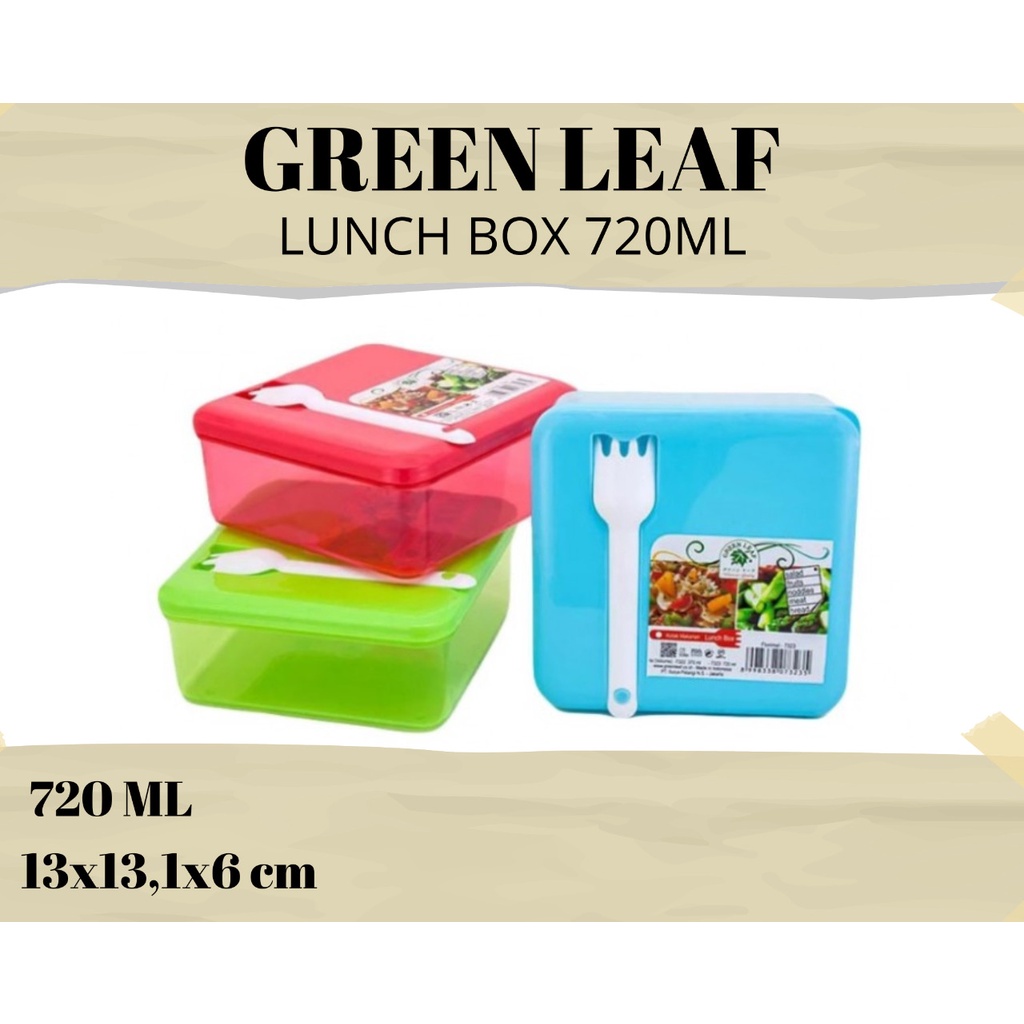 [Hazelcare] Green Leaf Greenleaf Tempat Kotak Makan / Toples Container Sealware Lock 4 230 ml 230ml 330 ml 330ml 7171 / Green Leaf Greenleaf Lunch Box Florimel 720ml 720 ml 7323 Kotak Makanan