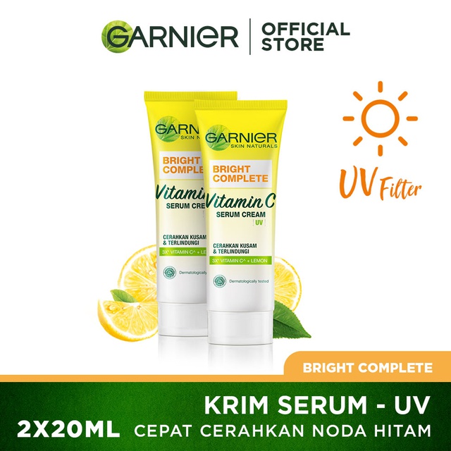 Garnier Bright Complete White Speed Day Serum Cream UVA/UVB Skin Care - 20ml x 2 Pcs