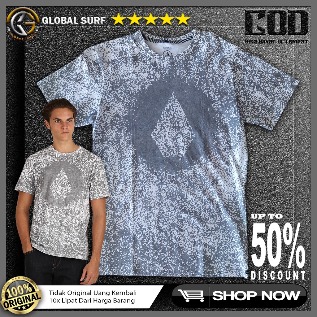 Kaos Volcom Ori Motif Logo Depan Print Baju Casual Reguler FIt Kerah Bulat Fashion Surf Tshirt Polos