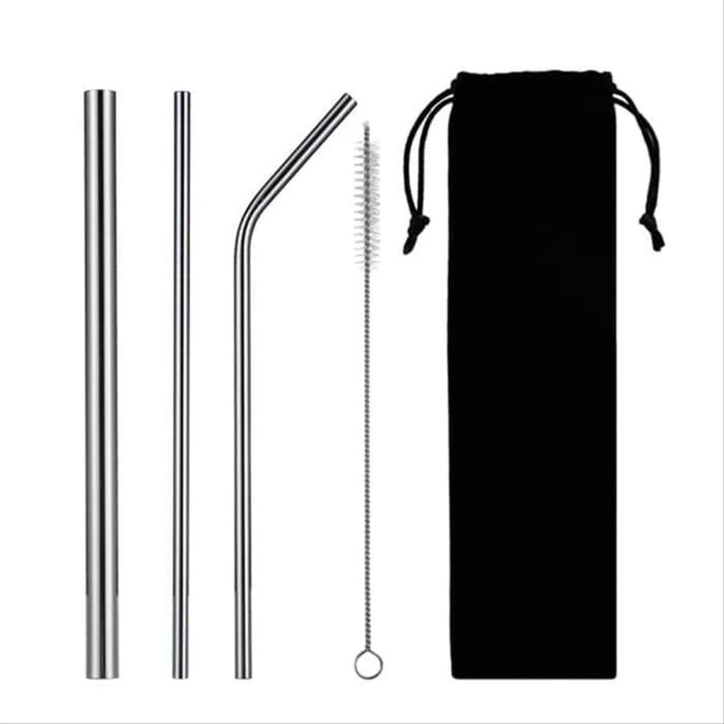 [COD] 5in1 Sedotan Stainless Steel Reusable Straw - Set 5 pcs sedotan - Sedotan Stainless set