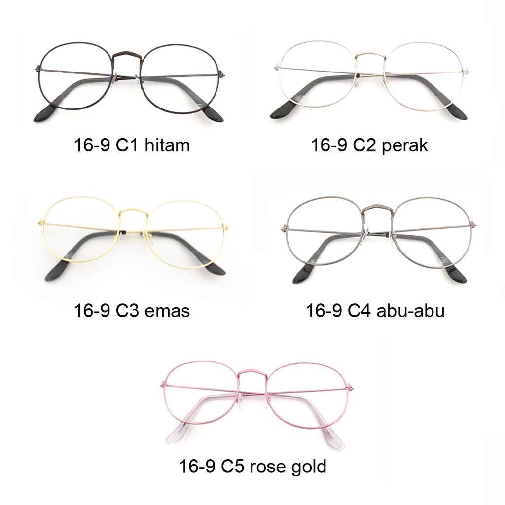 Rowling (16-6)Impor murah Frame Kacamata Wanita dan Pria Gaya Retro Round Eyeglasses Metal Frame Kacamata Fashion