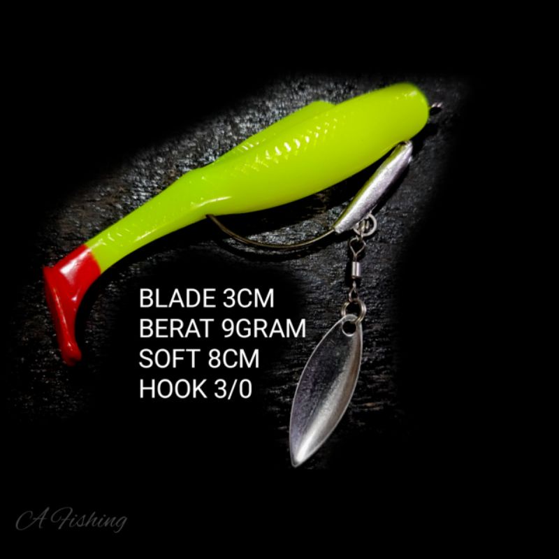 SOFT LURE 8CM PAKAI BLADE I UMPAN CASTING IKAN GABUS DAN TOMAN