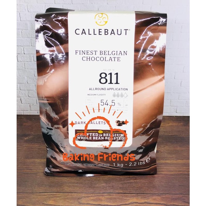 

Callebaut 811 Dark Chocolate 1KG/Dark Callets 54.5% KEMASAN ASLI 1 KG