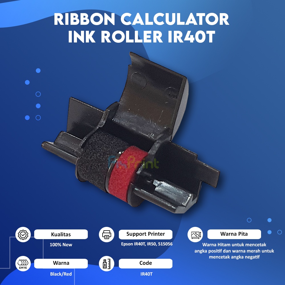 Ribbon Calculator Ink Roller IR40T Black Red, Tinta Kalkulator IR-40T B/R For K-Sio HR-110 2620 FR520