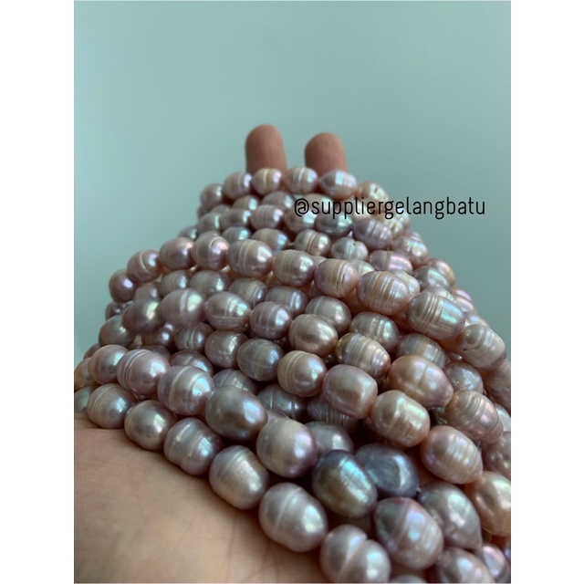 Bahan Mutiara Air Tawar Barok / Baroque LAVENDER 10 x 16mm OVAL pearl