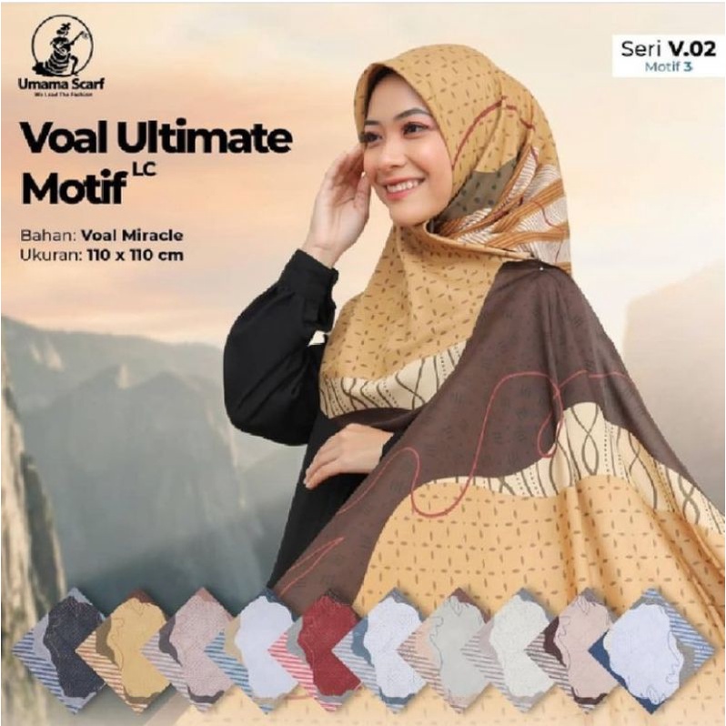 Hijab instan Jilbab segiempat Voal Ultimate Motif Umama 110x110cm