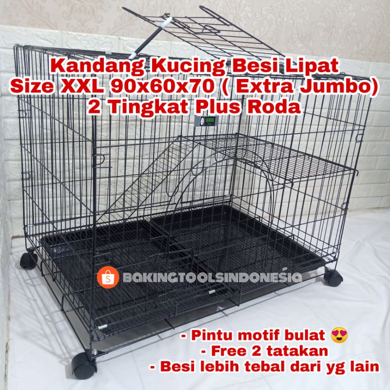 KANDANG KUCING MURAH SIZE XXL (EXTRA JUMBO) 2 TINGKAT 90x60x70