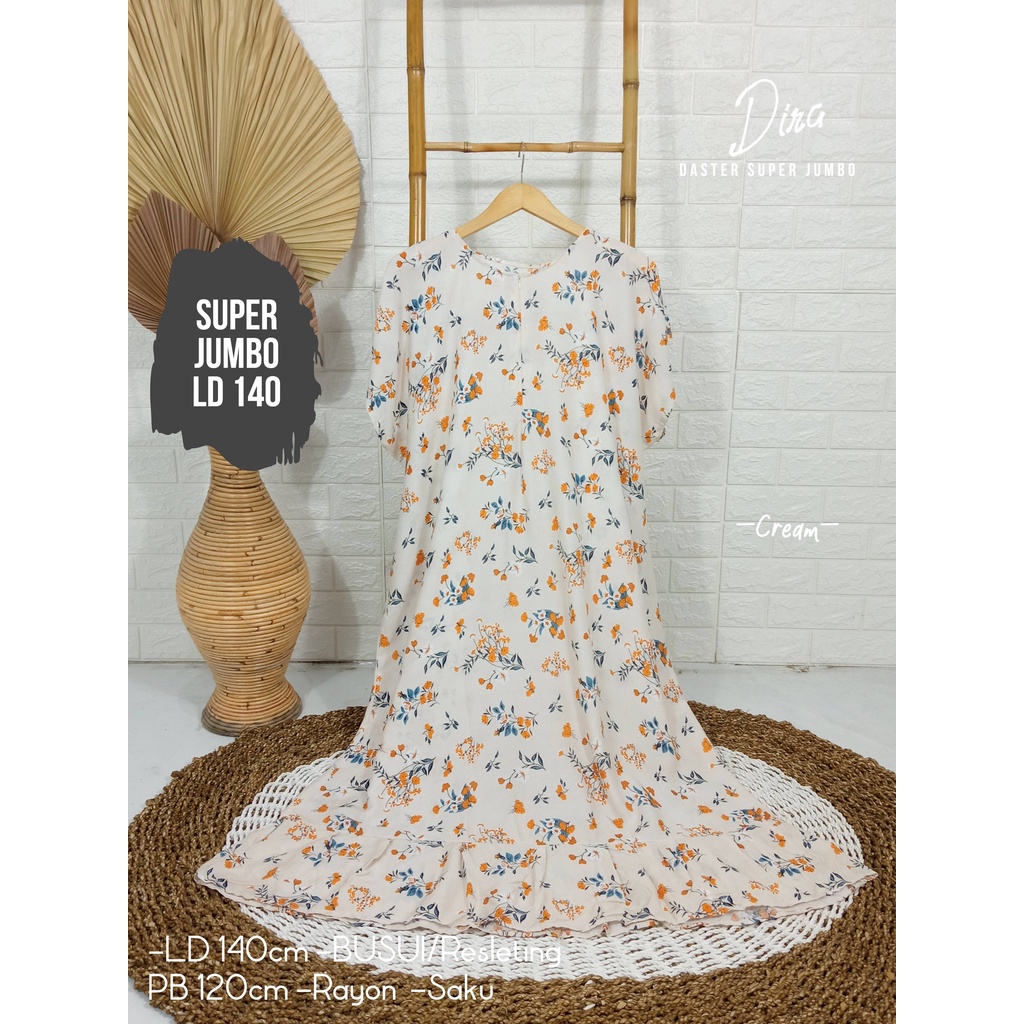 LD 140cm Daster Super Jumbo (42 Motif) (Part 2) dan  Daster Kaftan Viral LD 150cm Ruffle Big Size-Dira Cream